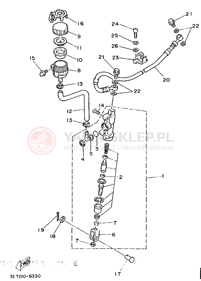 Schemat "Pompa hamulcowa tył" do Yamaha DT125R