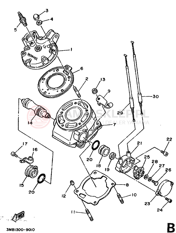 Schemat "cylinder" do Yamaha DT125R