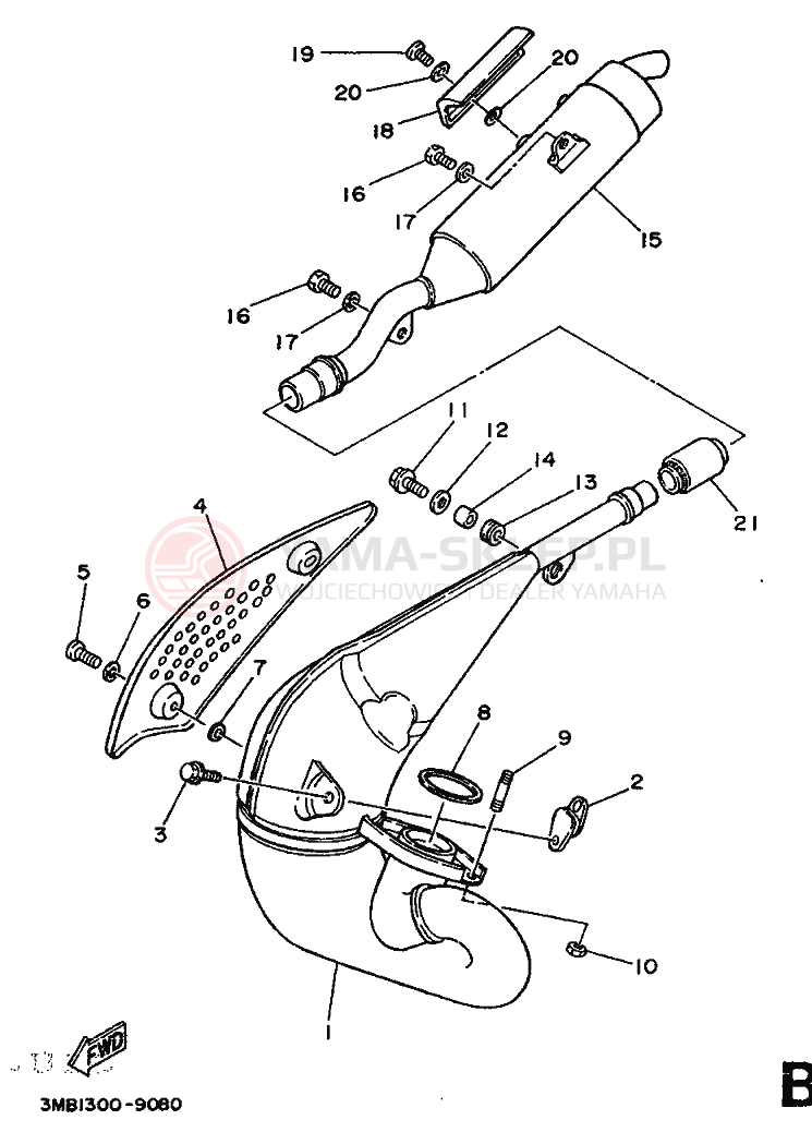 Schemat "Wydech końcowy" do Yamaha DT125R