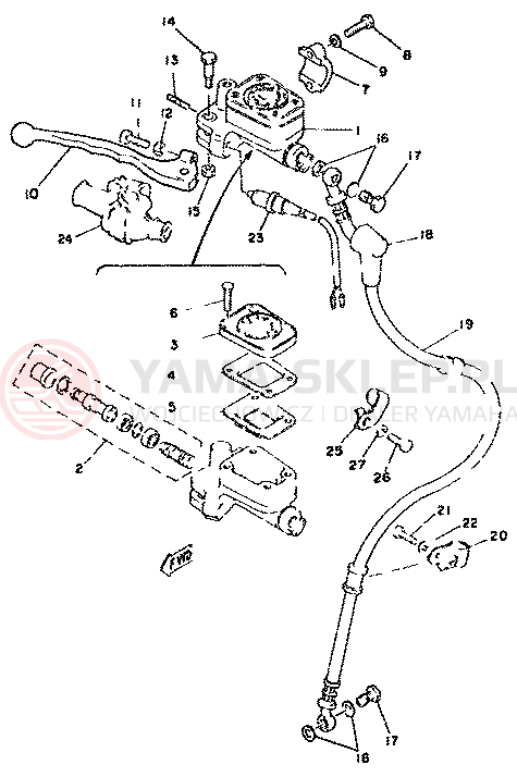 Schemat "Pompa hamulcowa przednia" do Yamaha XS400