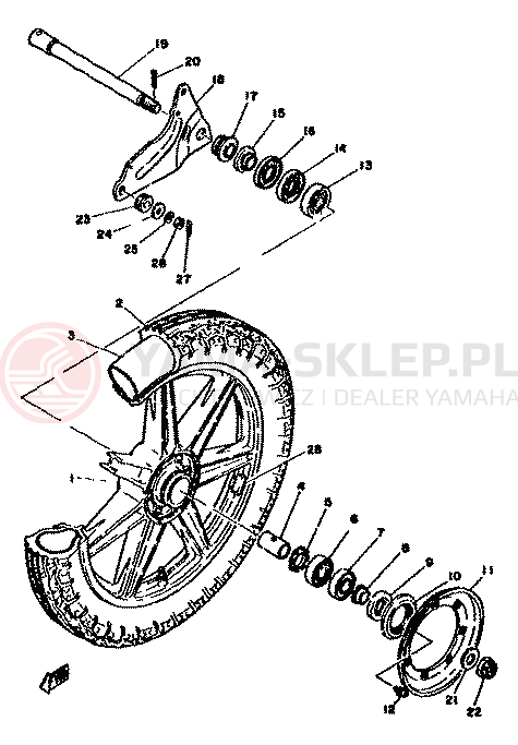 Schemat "Koło tył" do Yamaha XS750