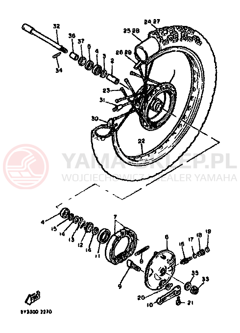Schemat "Koło przód" do Yamaha XT550