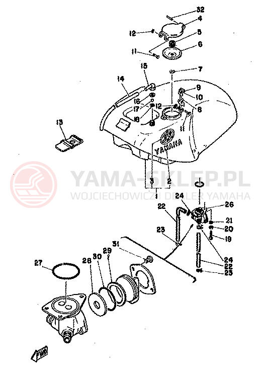 Schemat "zbiornik paliwa" do Yamaha TZ350F