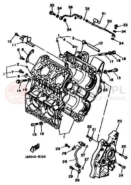 Schemat "Pokrywa silnika" do Yamaha RD500LC