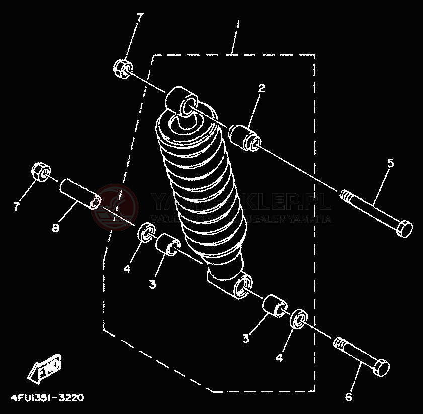 Schemat "zawieszenie tył" do Yamaha TDR125