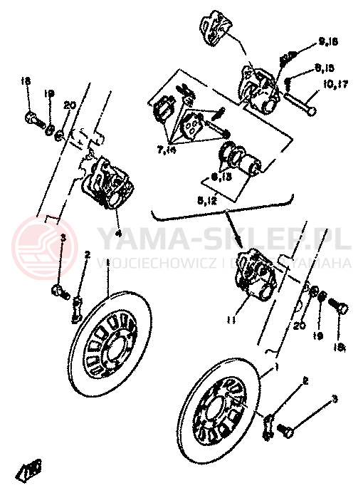 Schemat "Koło przód" do Yamaha RD350LC