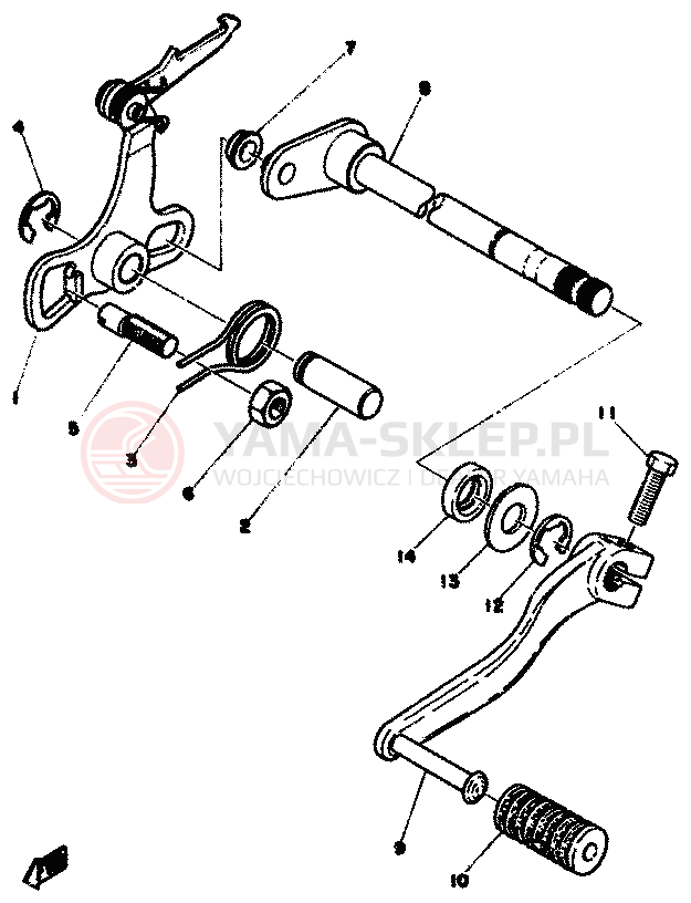Schemat "ZMIANA BIEGÓW" do Yamaha TY50