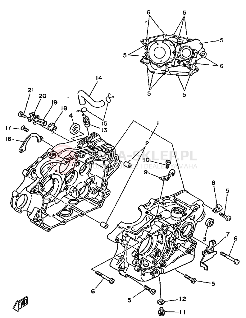 Schemat "Obudowa silnika" do Yamaha SR250SP
