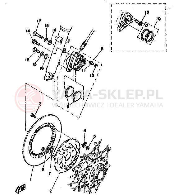 Schemat "Koło przód" do Yamaha TZ350F