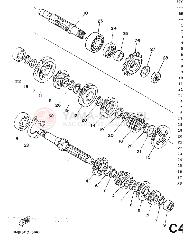 Schemat "Skrzynia biegów " do Yamaha DT125R