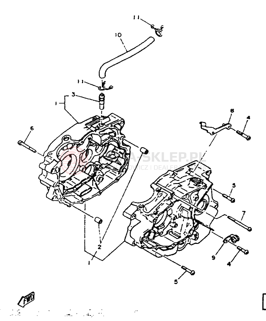 Schemat "Pokrywa silnika" do Yamaha SR125
