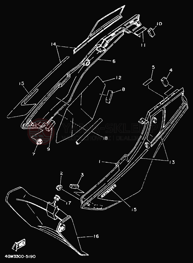 Schemat "Pokrywa boczna" do Yamaha TDR125