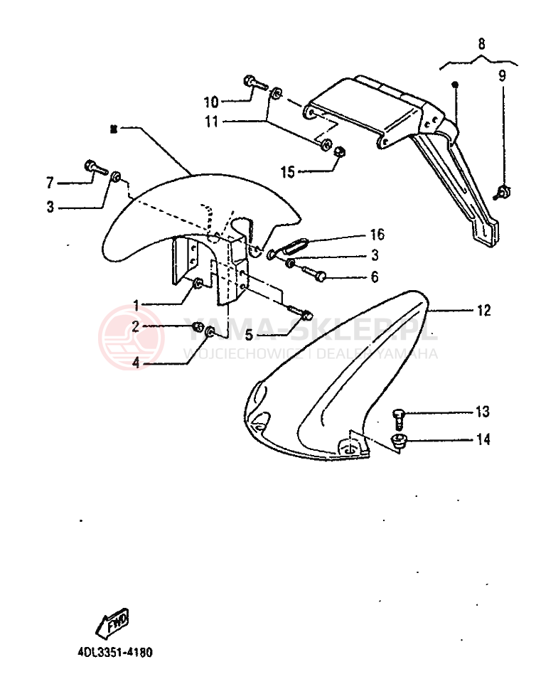 Schemat "błotnik" do Yamaha TZR125