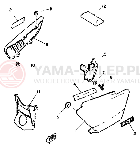 Schemat "Pokrywa boczna" do Yamaha XT250