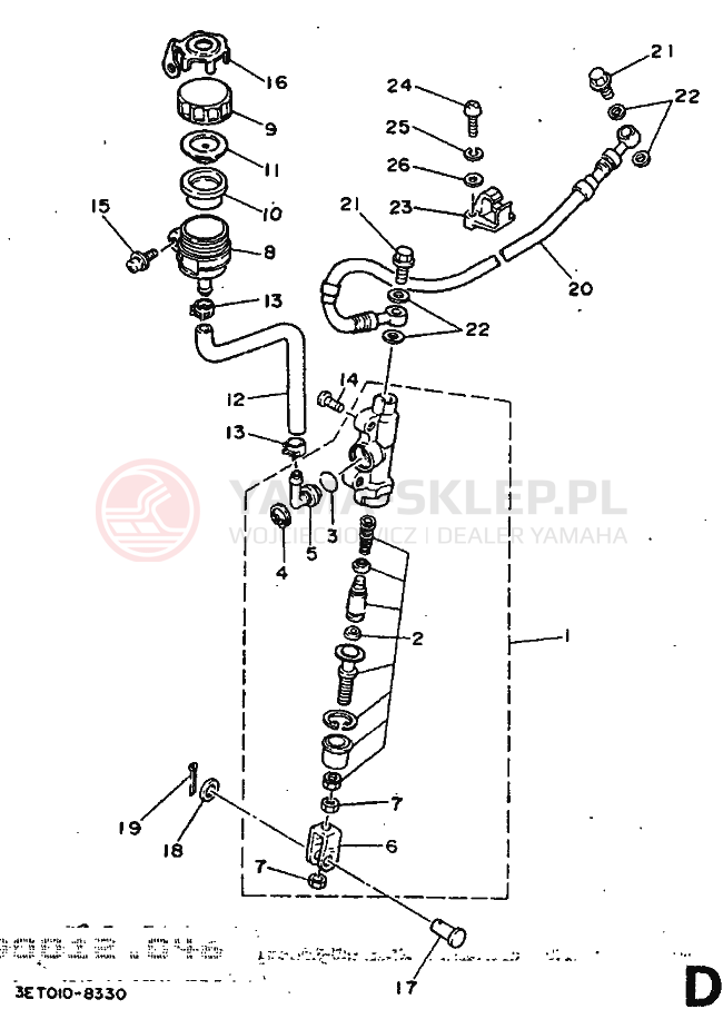 Schemat "Pompa hamulcowa tył" do Yamaha DT125R