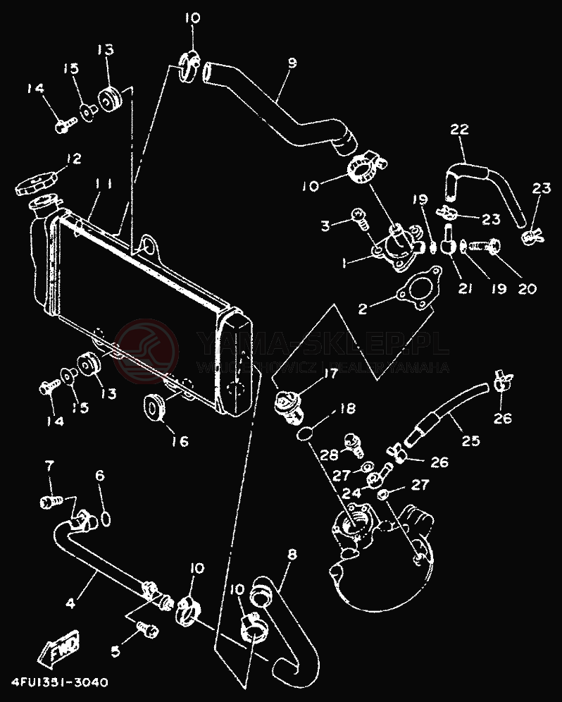 Schemat "Układ chlodzenia" do Yamaha TDR125