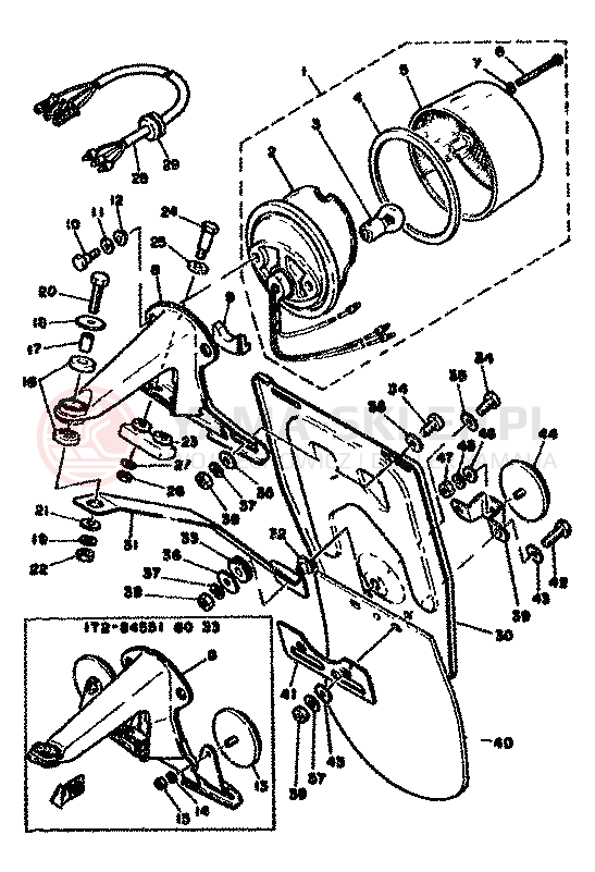 Schemat "Oświetlenie tył" do Yamaha XT500