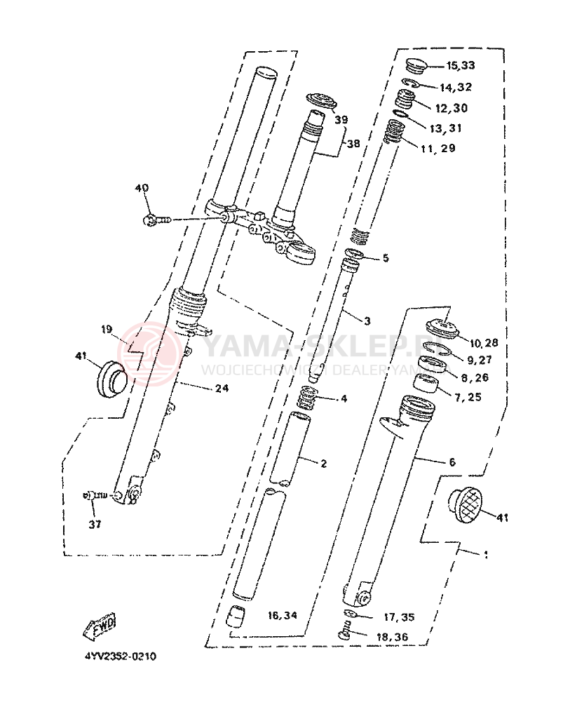 Schemat "Amortyzatory przód" do Yamaha TZR50R