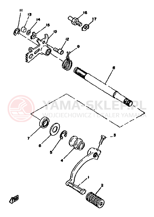 Schemat "ZMIANA BIEGÓW" do Yamaha XT500