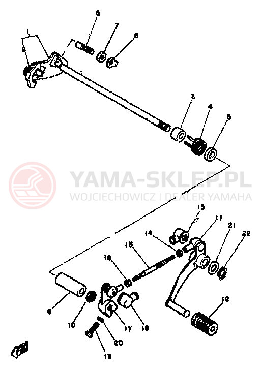 Schemat "Dźwignia zmiany biegów, wałek" do Yamaha RD350LC