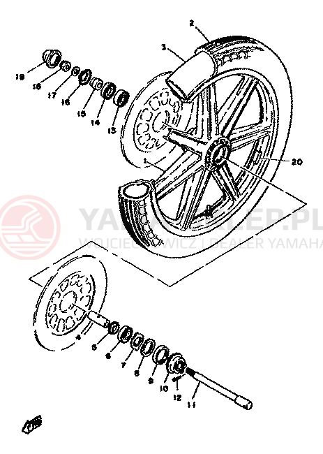 Schemat "Koło przód" do Yamaha XS750
