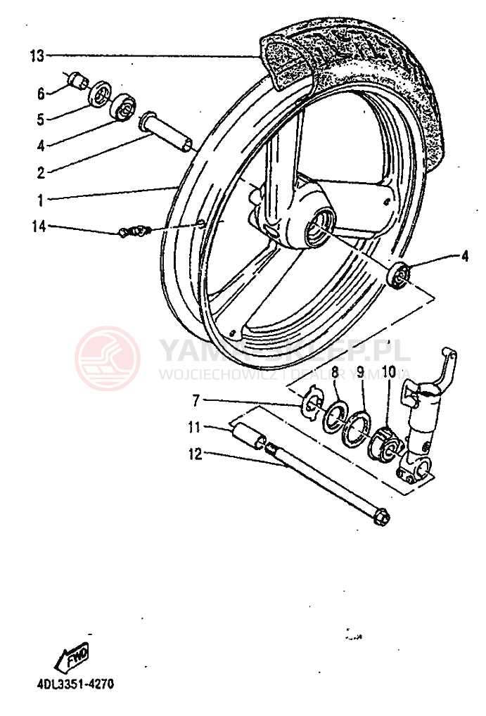 Schemat "Koło przód" do Yamaha TZR125
