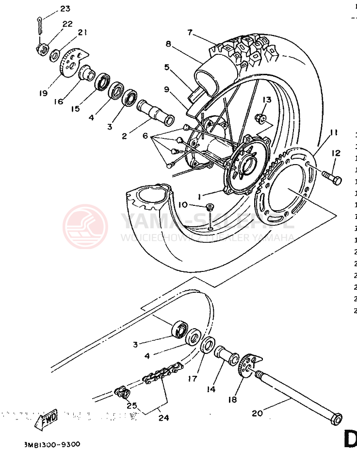 Schemat "Koło tył" do Yamaha DT125R