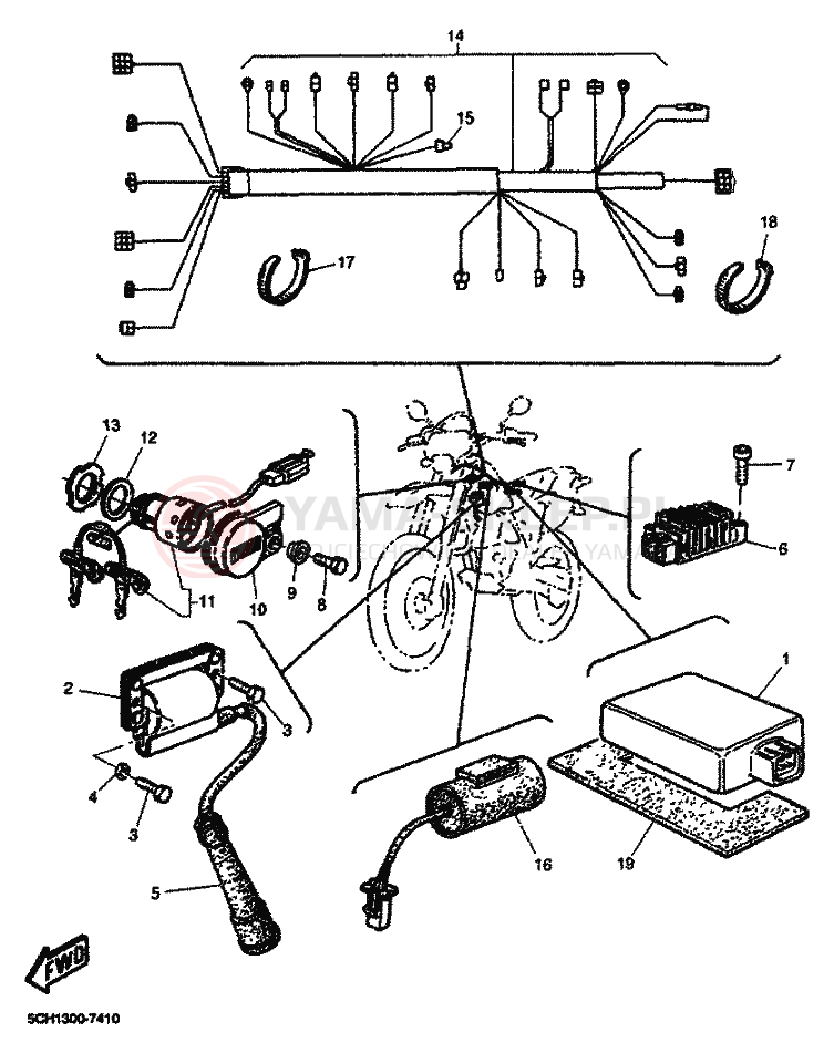 Schemat "układ elektryczny" do Yamaha TT600R