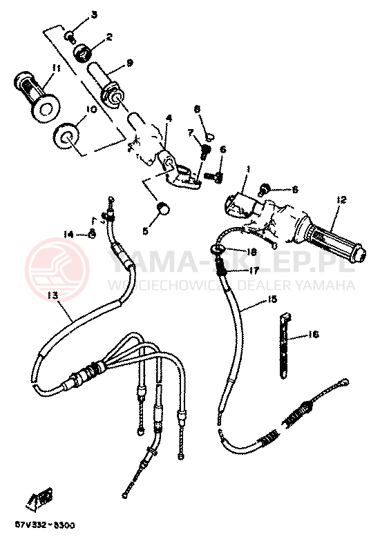 Schemat "Kierownica i osprzęt" do Yamaha RD350LC