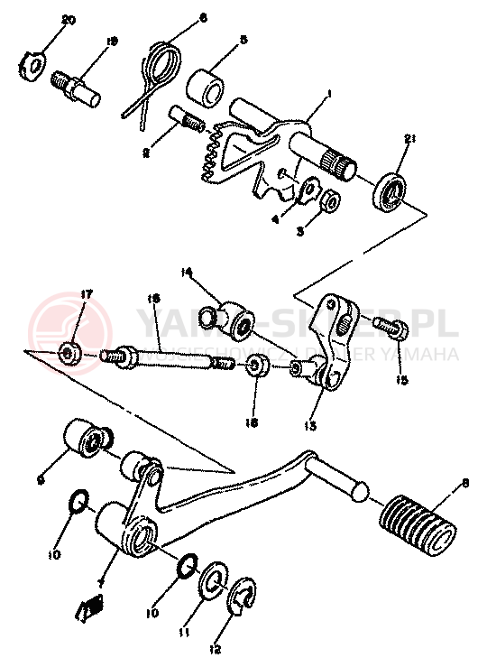 Schemat "Dźwignia zmiany biegów, wałek" do Yamaha XS1100G