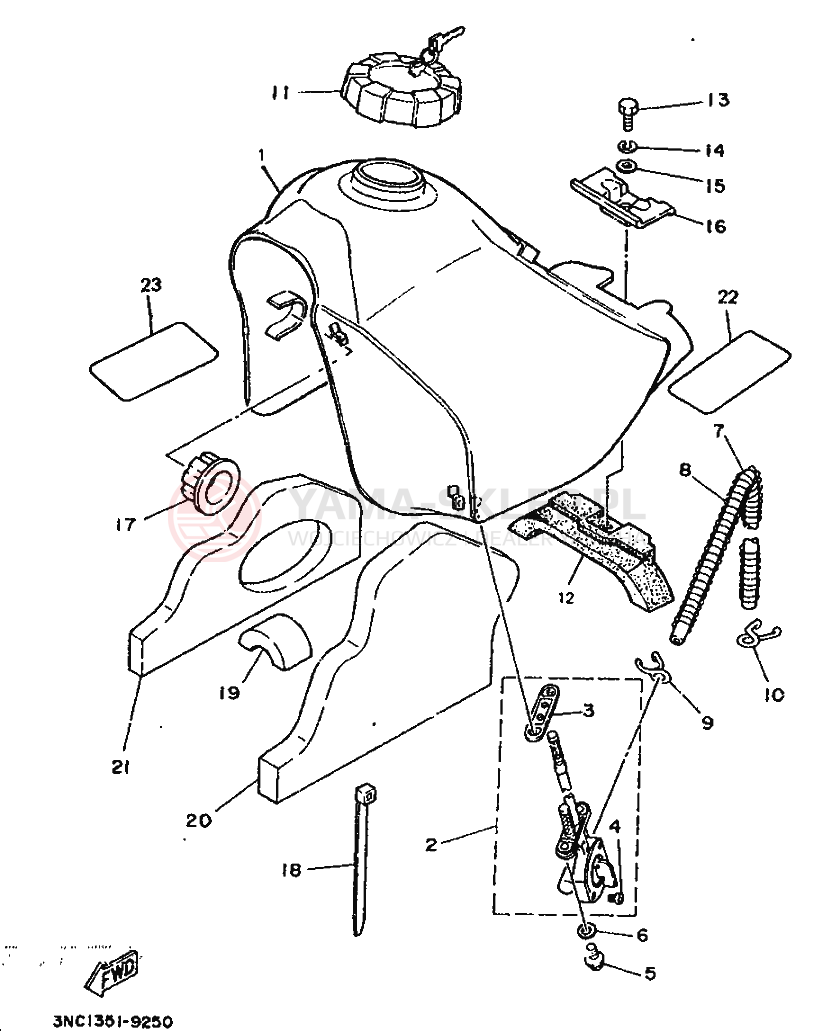 Schemat "zbiornik paliwa" do Yamaha DT125R