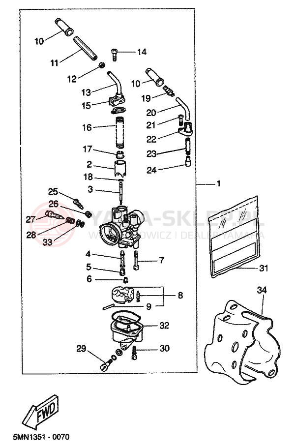 Schemat "Gaźnik" do Yamaha BWS
