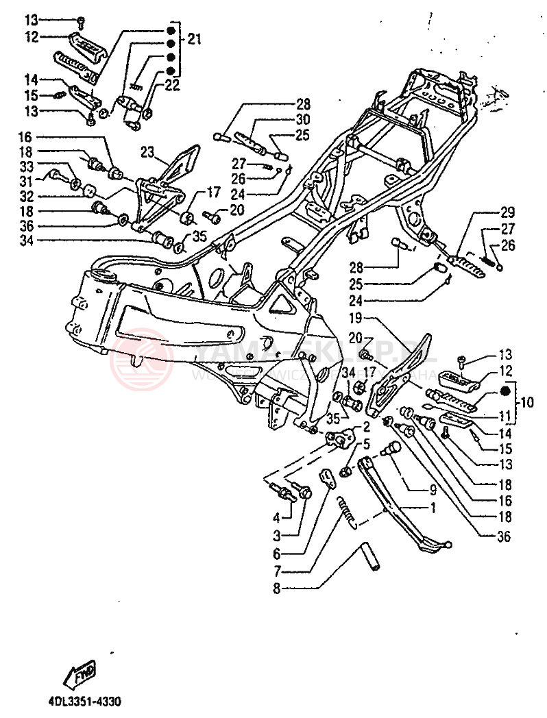 Schemat "OPCJA 1 PODWOZIE" do Yamaha TZR125