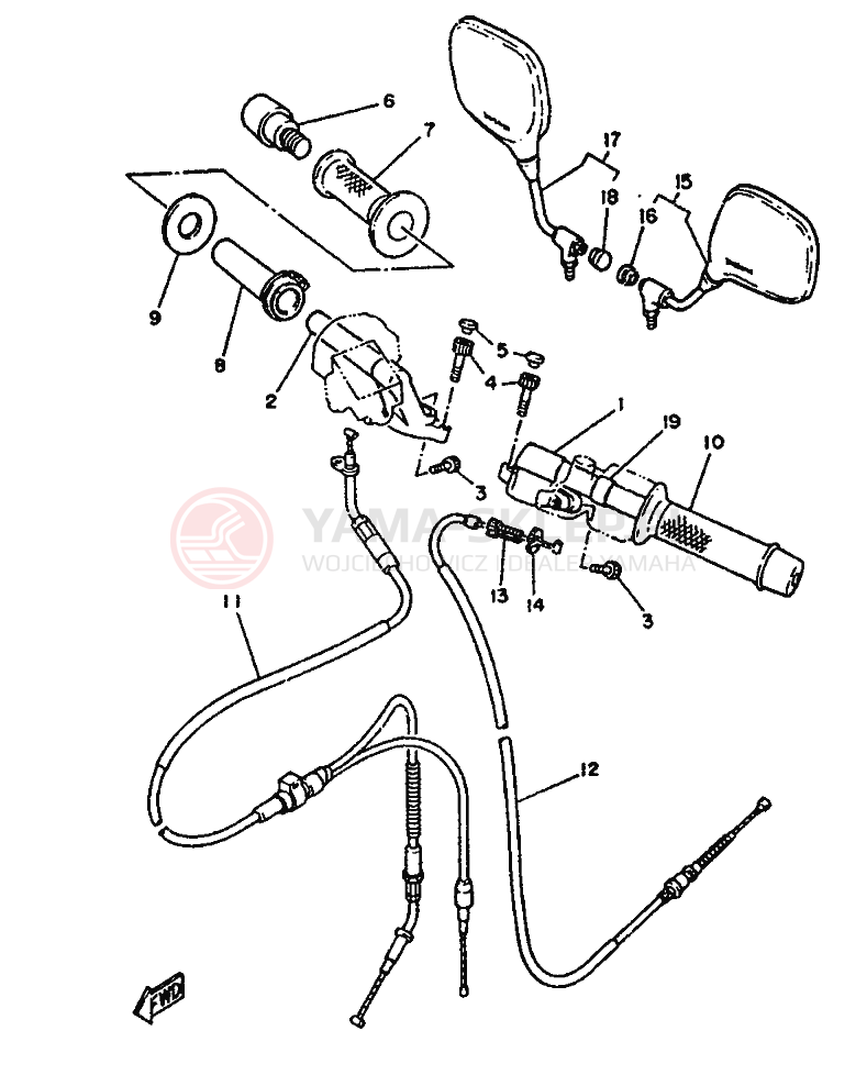Schemat "Kierownica i osprzęt" do Yamaha TZR125
