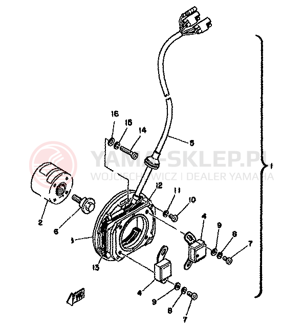 Schemat "Układ zapłonowy" do Yamaha TZ350F