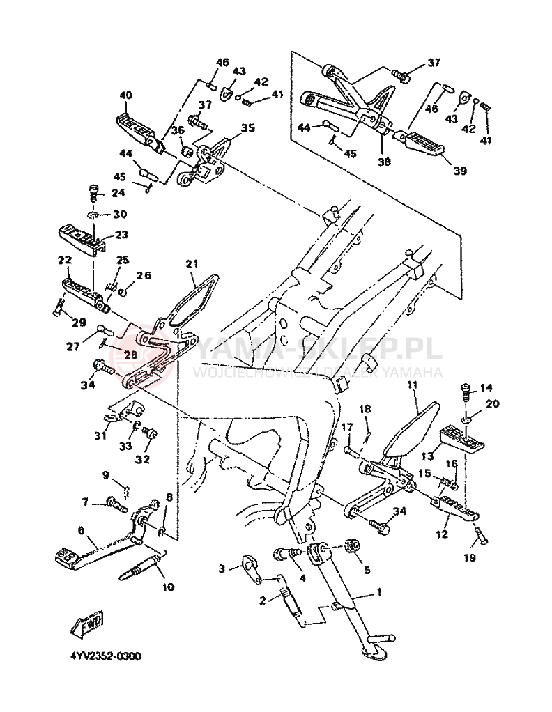 Schemat "Stopka postojowa i podnóżki" do Yamaha TZR50R
