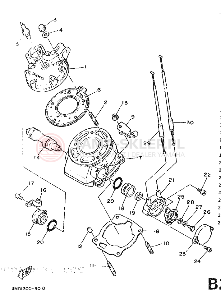 Schemat "cylinder" do Yamaha DT125R