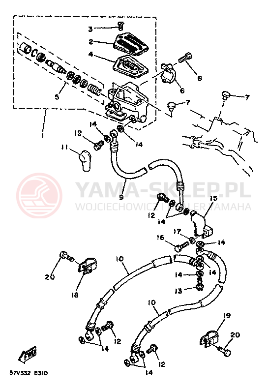 Schemat "Pompa hamulcowa przednia" do Yamaha RD350LC