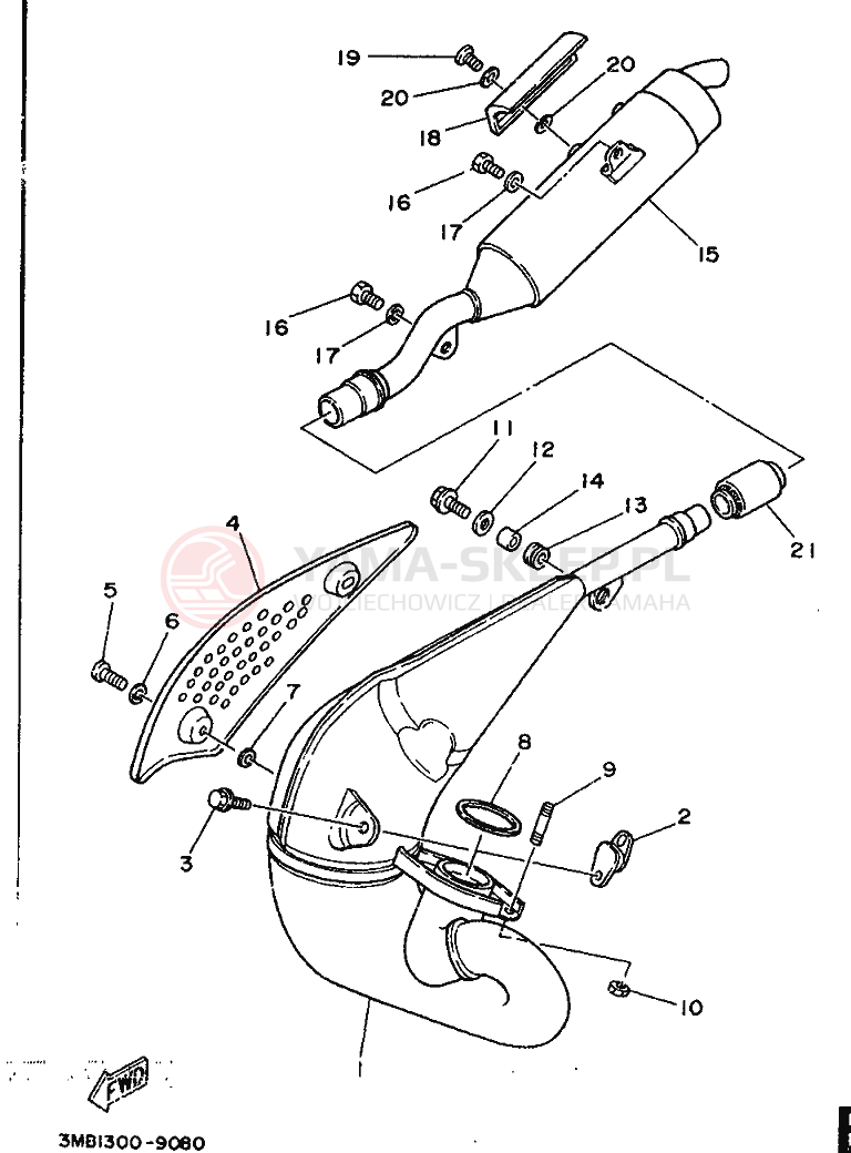 Schemat "Wydech końcowy" do Yamaha DT125R
