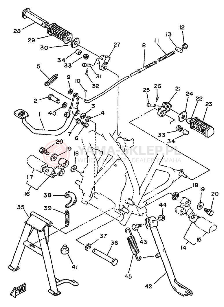 Schemat "Podnóżek" do Yamaha SR250SP