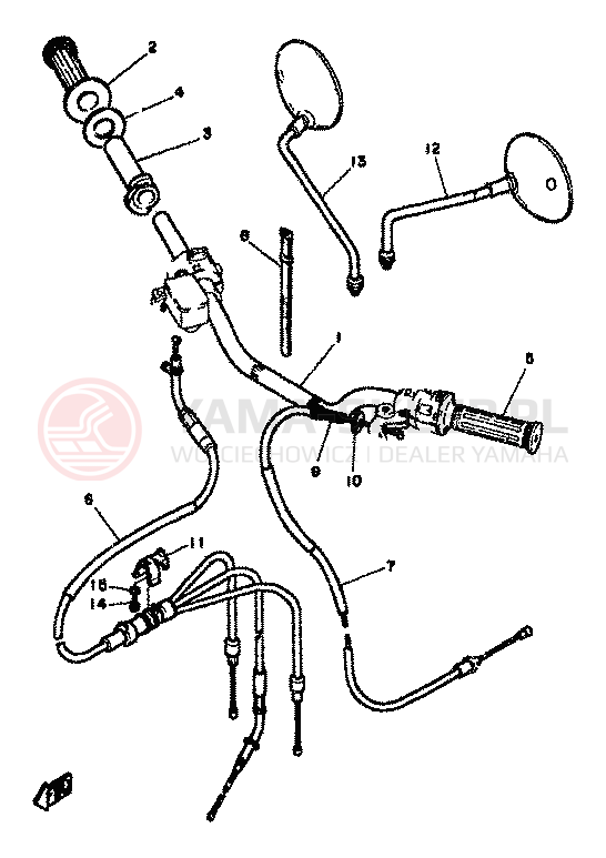 Schemat "kierownica i osprzęt" do Yamaha RD350LC