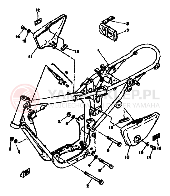 Schemat "Pokrywa boczna" do Yamaha RD50M