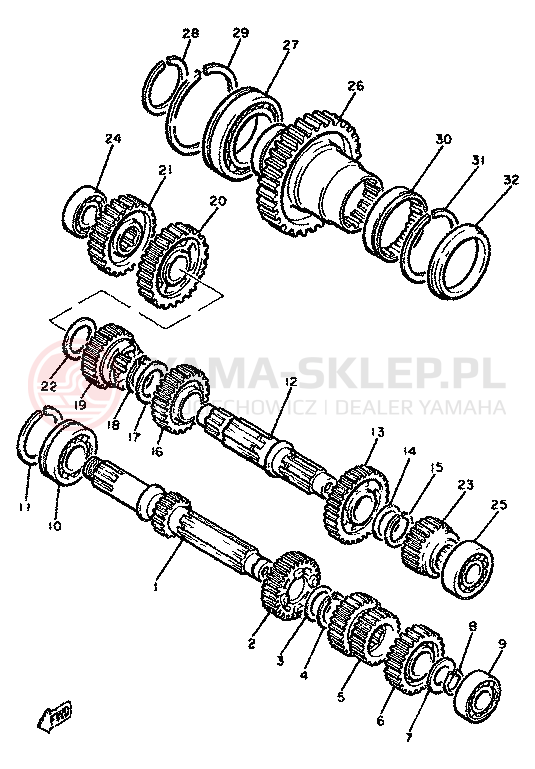 Schemat "Skrzynia biegów " do Yamaha XJ650