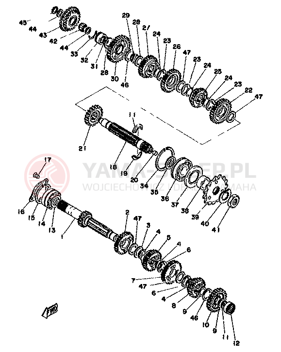 Schemat "Skrzynia biegów " do Yamaha TZ350F