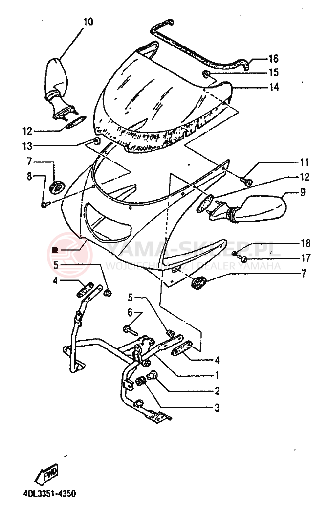 Schemat "elementy nadwozia" do Yamaha TZR125
