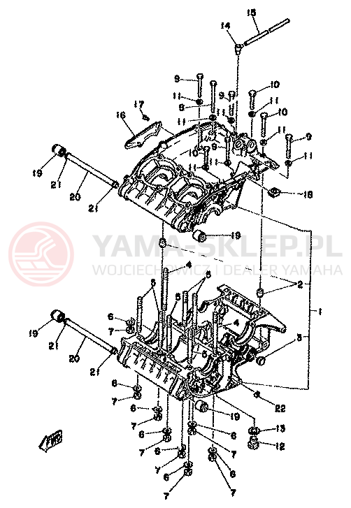 Schemat "Pokrywa silnika" do Yamaha TZ350F