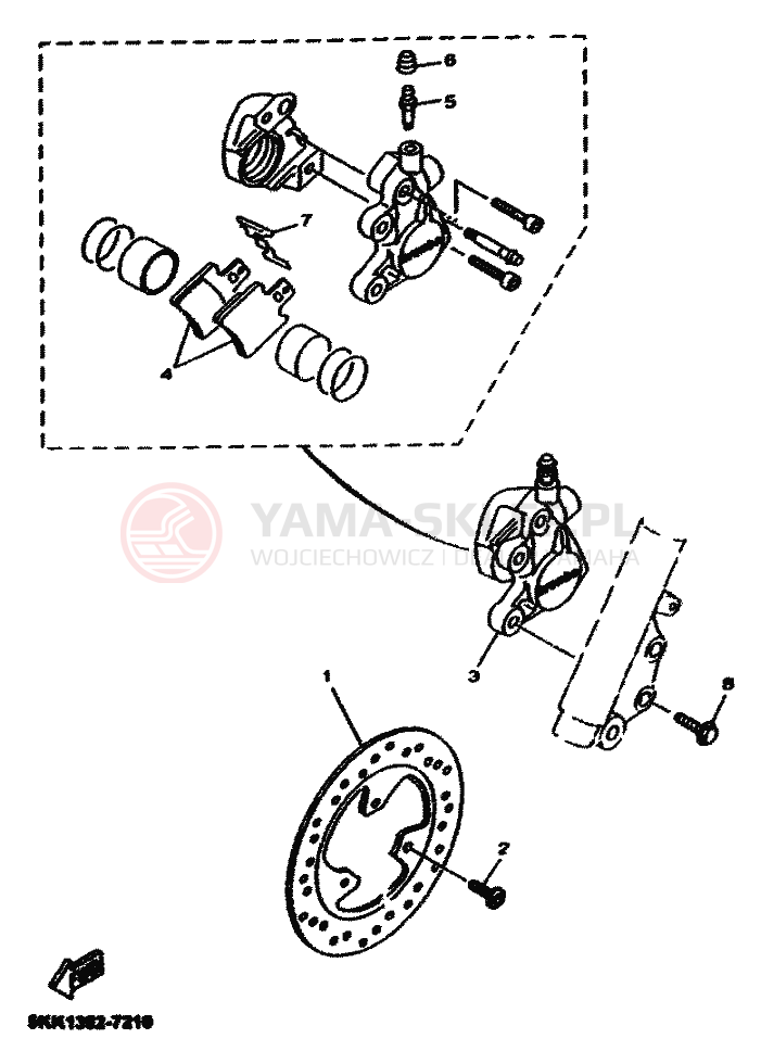 Schemat "Zacisk hamulcowy + tarcza przód" do Yamaha NEOS