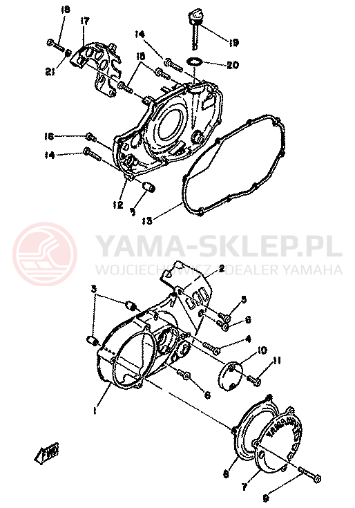 Schemat "Pokrywa silnika" do Yamaha TZ350F