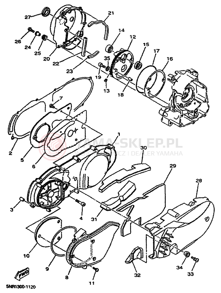 Schemat "Pokrywa silnika" do Yamaha MAJESTY