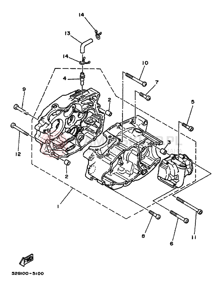 Schemat "Obudowa silnika" do Yamaha YFM200
